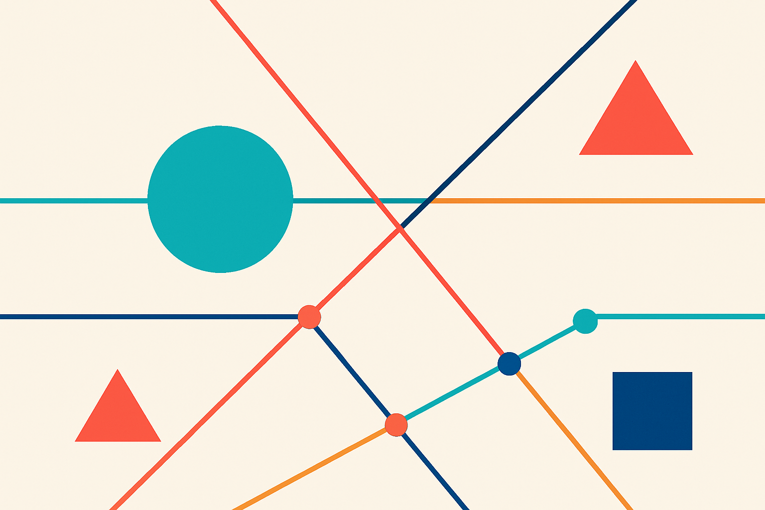 Rete di linee, cerchi e triangoli che evoca la pianificazione strategica e la progettazione del brand
